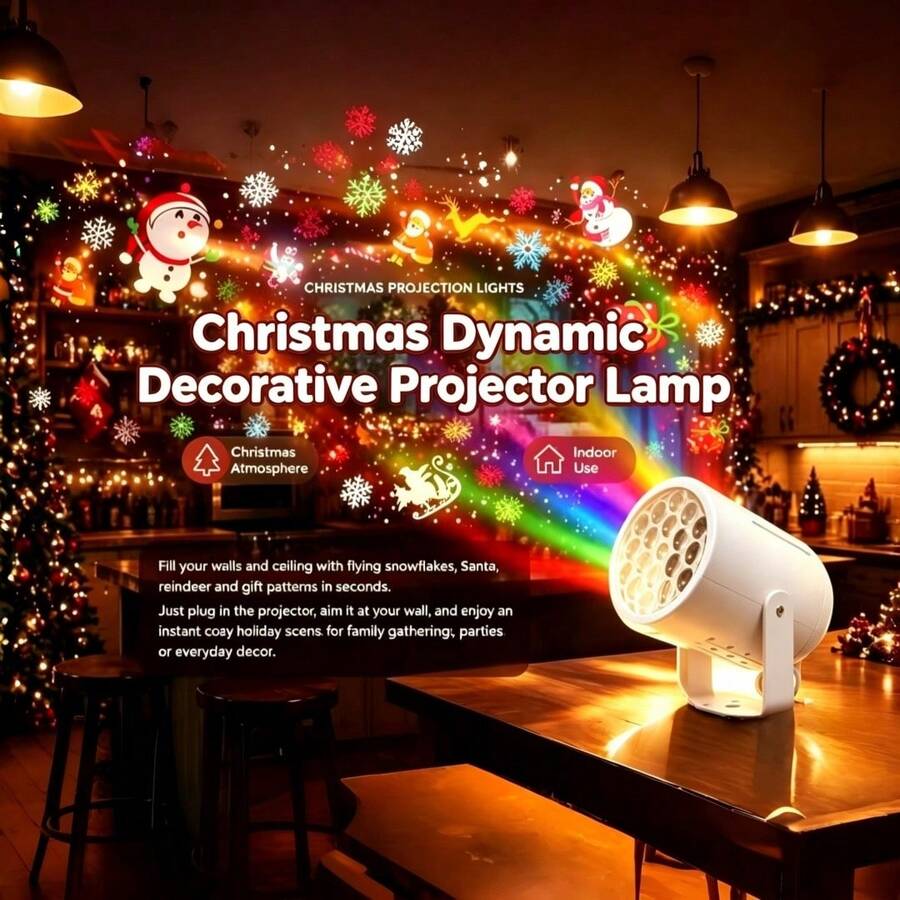 جهاز عرض LED متعدد الوظائف يعمل بالطاقة USB لعيد الميلاد، ضوء عرض LED لعيد الميلاد، ذراع قابلة للتعديل، مع 16 نمط عيد الميلاد - تصميم دوار ديناميكي، مناسب لديكور عيد الميلاد الداخلي والخارجي، الحفلات، هدية عيد الميلاد