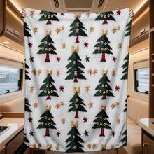 1pc Personalized Christmas Tree Popular Design Pattern Blanket - Comfortable And Warm Digital Print Knitted Blanket, Suitable For Napping, Sofa, Office, Camping, Multi-Purpose Gift, Suitable For All Seasons - Multicolor - View 7
