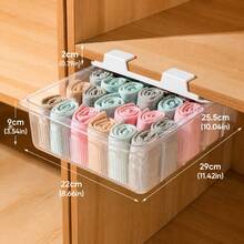 1pc Wall-Mounted Underwear & Socks Storage Box, Waterproof Plastic Material, Transparent Compartments, Lightweight Design, Suitable For Closet Storage, Size 11.42x8.66x3.54 Inches, Closet Storage | Transparent Design | Lightweight Storage - Multicolor - View 17