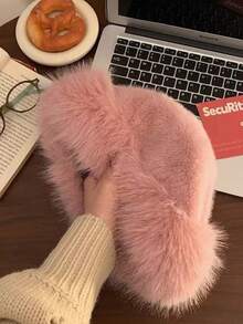 1pc Women's Plush Wide Brim Bucket Hat, Winter Fluffy Warm Bucket Hat, Fashionable And Comfortable, Suitable For Street Style - Multicolor - View 8