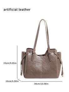 Large Capacity Retro Elegant Practical Texture Tote Bag, Stylish, Simple And Atmospheric Style, Suitable For Friends' Gatherings And Dates. - Brown - View 6