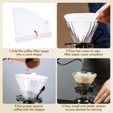 160 lembar Kertas Saringan Kopi Kerucut untuk Metode Pour Over, 40/80 lembar Kertas Saringan Kerucut, Putih - MultiWarna - View 3