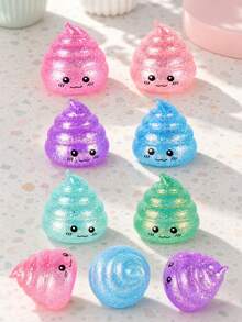 Random Color Funny Poop Shaped Squeeze Toy, Colorful Glitter Poop Slow Rebound Stress Ball, Decompression Finger Sensory Toy, Simulated Poop Release Toy, Prank Toy, Gift Bag Filler, Desktop Decoration, Birthday Gift, Party Favor - Cute Poop - View 6