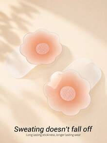 6pcs Women's Silicone Lift-Up Nipple Covers, Reusable Breast Pads, Self-Adhesive Invisible Nipple Covers, Suitable For Various Occasion - Round/flower-shaped Silicone Lifting - View 2