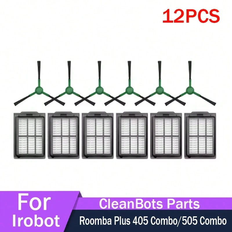 12PCS For Irobot Roomba Plus 405 Combo/505 Combo Robot Vacuum Cleaner , Main Brushes Side Mop Cloths Filters Dust Bags Accessories Kit - View 1