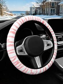 ROSEKEY 1PC Elastic Cow-Print Plush Steering Wheel Cover, Soft And Non-Slip Car Steering Wheel Protector Without Inner Rim, Cute Car Interior Cover For Women, Suitable For Sedans, SUVs And Trucks, Comfort Car Accessory.,Car Accessories For Women. - A - View 16