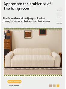 1pc Premium Anti-Slip Sofa Cover, Machine Washable & Hand Washable, Pet-Friendly, Suitable For All Seasons, Living Room, Bedroom, Office, Home Decor - Beige - View 7