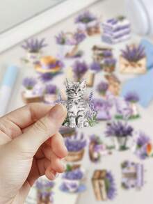 50pcs Lavender Stickers For Decorating Planner, Diary, Scrapbook, Notebook, Luggage, Envelope, Greeting Card, Tablet, Water Bottle - Lavender - View 3