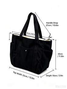 Thickened Canvas Tote Bag, Large Capacity, Shoulder Bag, High Aesthetic, Versatile, Artistic Student Commuter Bag - Multicolor - View 9