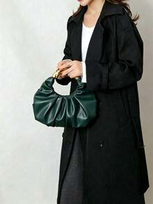 Cloud-Shaped Pleated Underarm Bag, PU Material, Suitable For Daily Use, Shopping, Commuting, Work, And University - Green - View 4