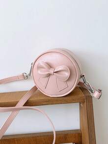1 buah Tas Selempang Mini Bulat Modis untuk Anak Perempuan dengan Pita dan Resleting, Cocok untuk Semua Musim dan Penggunaan Sehari-hari - A - View 10