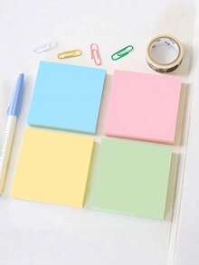 400 Sheets 4 Pads Square Sticky Notes And 1 Sticky Note Box, Self-Adhesive Memo Sticky Notes, Suitable For Office, School And Home Use, Suitable For Office, School And Home Organization, Back To School Gift, Back To School Gift Set, School Supplies - Transparent - View 2