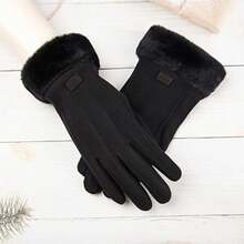 1 Pair Women's Autumn/Winter Warm Gloves, Touchscreen Sensitive, Thick Windproof, Cute Style, Suitable For Students, Cycling And Daily Use. - Multicolor - View 3