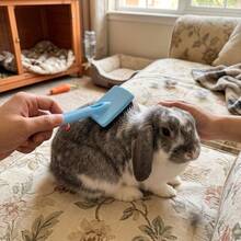 1PC Small‑Pet Slicker Grooming Pin Brush, Gentle Pet Rabbit Comb For Loose Fur Removal & Deep Skin Massage, Ergonomic Hand‑Held Grooming Tool For Kitten Puppy Rabbit Guinea Pig Ferret Small Animal Hair Care Accessories - View 10