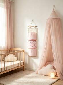 1pc Pink Multi-Function Hanging Storage Bag, Peach Pattern, Large Capacity, Washable, Suitable For Home, Room, Bedroom, Children's Room, Baby Shower Decoration, Baby Gift - Multicolor - View 6