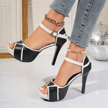 qishangda Women's Open Toe Platform Super High Heel Sandals, Peep Toe Shoes With Single Strap, Stiletto Heel, Non-Slip High Heels - Black - View 5