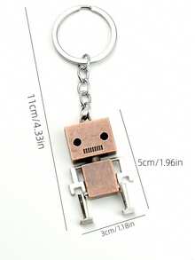 1pc Customized Text Robot Keychain, Personalized Engraved Metal Key Ring, Vintage Robot Character Keychain, Customized Name Pendant Keychain Gift For Men Boys Friends - Multicolor - View 3