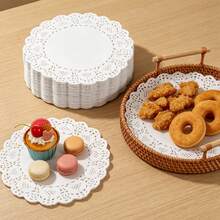 50/100/200pcs Round Lace Doilies, Lace Cupcake Liners, Used For Fried Foods, Desserts, Cookies, Party, Wedding, Table Decoration, Cookie And Cake Liners - Multicolor - View 9
