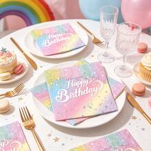 20pcs Pastel Shiny Drip Design Disposable Paper Napkins, 6.5 Inches. Suitable For Birthday Celebration Table Decor, With Silver Diamond Pattern, Creating A Joyful Atmosphere - View 6