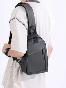 Men Waterproof Sling Chest Bag Lightweight Multi‑Pocket Crossbody Shoulder Bag Casual Travel Daypack For Daily Use - Grey - View 2