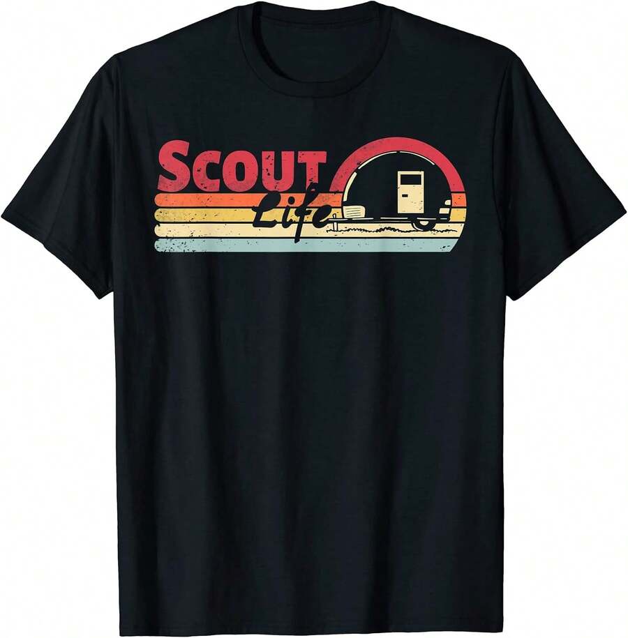 Scout Life Camping Car Retro Vintage T-Shirt - Black - View 1