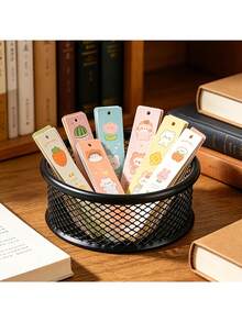 Blue Mesh Paper Clip Holder, Desktop File Organizer, Mesh Bowl Paper Clip Dispenser, Office Accessories Storage Box For Small Parts - Multicolor - View 6