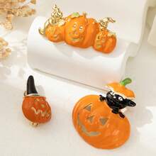 1pc Cute Exquisite Pumpkin Shaped Zinc Alloy Brooch Halloween Theme Accessory Holiday Gift - Pumpkin Brooch - View 3