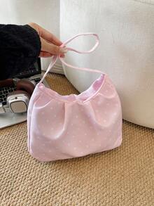 Y2K Style Sweet Polka Dot Mini Bucket Bag, Sweet Mini Bucket Bag, Casual Minimalist Small Tote Bag, Daily Shopping Shoulder Bag - Multicolor - View 3