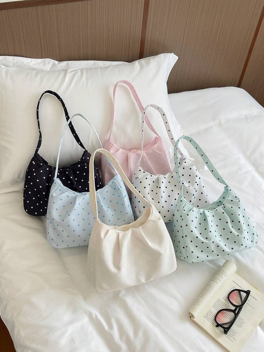 Y2K Style Sweet Polka Dot Mini Bucket Bag, Sweet Mini Bucket Bag, Casual Minimalist Small Tote Bag, Daily Shopping Shoulder Bag - Multicolor - View 1