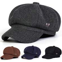 1pc Men's Herringbone Octagonal Hat, Plaid Beret Hat, Street Style, Versatile, Suitable For Autumn/Winter Outdoor, Business And Party, Warm,Summer,Beach,Holiday - Multicolor - View 11