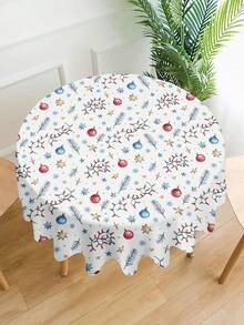 1pc Christmas Series Pattern Printed Tablecloth, Modern Style Polyester Fiber Rectangular Round Waterproof Tablecloth, Digital Printed Tablecloth Suitable For Living Room Home Use, Outdoor Dining Table, Small Round Table - Multicolor - View 8
