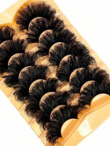 7 Pairs 25mm 9D Thick Extra Long Dense Mink False Eyelashes, DD Curl, Fluffy Cat Eye Dramatic Volume Look, Mink-Like Extension Style, Reusable Heat-Bonded Lash Extensions - Fluffy Lashes - View 5