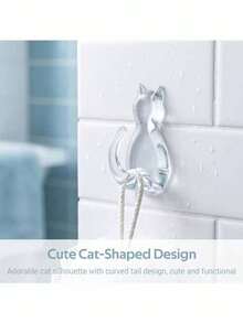 1/2pcs Transparent Waterproof Cat Tail Shaped Self-Adhesive Wall Hooks, Minimalist Cute Cat Design Hanging Hooks, Suitable For Kitchen, Bathroom And Bedroom, Cute Practical Wall Decor Hooks, Can Be Used For Christmas And Halloween Decoration, Flags - Multicolor - View 4