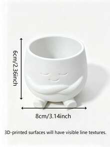 Cute Expression Planter, Succulent Plant Pot, Meditation/Hug/Heart Gesture, Indoor Decorative Plant Pot, Candy Storage Desktop Organizer Box, Home Office Decor, Plant Lover Gift - A - View 14
