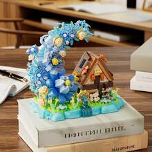 738pcs/783pcs Small Particle Romantic Moon Flower House Micro Building Blocks Assembly Toy, Windmill Cottage Ornament DIY Handmade Gift, Girly Desktop Decoration, Holiday Gift - Multicolor - View 8