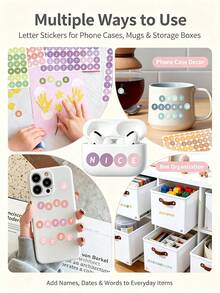 Colorful Letter And Number Stickers, Colorful Smiling Face Stickers, Self-Adhesive, Paper, Waterproof And Durable - Suitable For Scrapbook Decoration DIY Crafts, Diary Writing And Calligraphy Design, Essential School Supplies - A - View 3