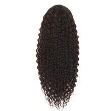 Aplique Rabo de Cavalo Cabelo JENIFER Jerry Curly Longo Fibra Sintética Premium Preto Natural 60cm 130g Castanho Médio - 4# - Marrom - Visão 2