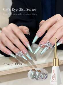 XEIJAYI 1pc 10ml Kutek Gel Kuku Mata Kucing Magnetik Berkilau Starlight, Kompatibel dengan UV/LED, Cocok untuk Salon dan Manikur DIY di Rumah - Baby Blue - View 1