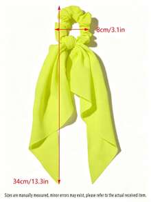 Dopamine Bright Color Long Ribbon Scarf Hair Tie Set, Neon Fluorescent Chiffon Bow Hair Rope, Versatile Sweet & Cool Hair Accessory For Music Festival, Vacation, Photo Shoot, Women's Hair Decor - Multicolor - View 7