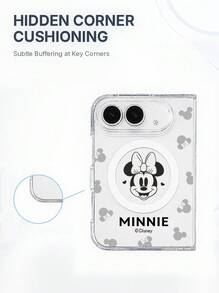 Miniso Phone Case, Cartoon Graffiti Painted Pattern, Disney Mickey Minnie Protective Shell, Compatible With IPhone 18duo, Couple Neutral Style, Minimalist Transparent MagSafe Magnetic Fashion Foldable Phone Case - Clear - View 6