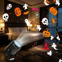 1pc LED Halloween Projector Light, Atmosphere Decoration Lamp, Indoor Projection Light With Ghost, Pumpkin, Clown, Spider And Other Multiple Patterns, Suitable For Bedroom, Ceiling, Holiday Party, Halloween Decoration, USB Powered - Multicolor - View 5