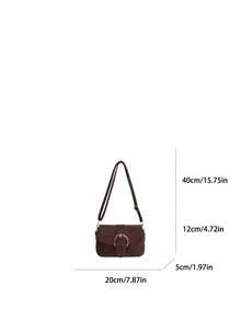 Women's Flap Small Handbag, Fashion Belt Buckle Decor Square Bag, Shoulder Crossbody Bag,Bags For Woman,Brown Bag - Coffee Brown - View 7