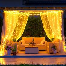 Hanging Icicle Curtain LED String Lights, Battery Powered With Battery Box (Batteries Not Included), Soft Warm Light, Suitable For Window, Wall, Holiday Photo Backdrop Decoration - White - View 6