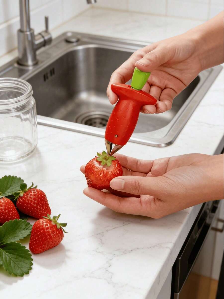 1pc Strawberry Huller - Multi-Functional Stainless Steel Strawberry Stem Remover, Pineapple Eye Remover, Fruit And Vegetable Stem Remover, Easy To Operate And Labor-Saving, Quickly Removes Strawberry Stems, Easily Process Ingredients, Practical Kitchen Tool.