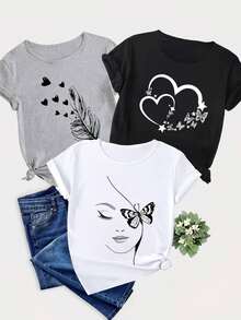 Women T-Shirts - White (Printed Pattern) Pack Of 1 - View 1