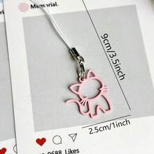 1pc Hollow Cat Phone Chain Pendant, Fresh Girly Phone Chain, Simple Versatile Phone Decoration, Universal USB Drive Exquisite Small Pendant - Multicolor - View 7