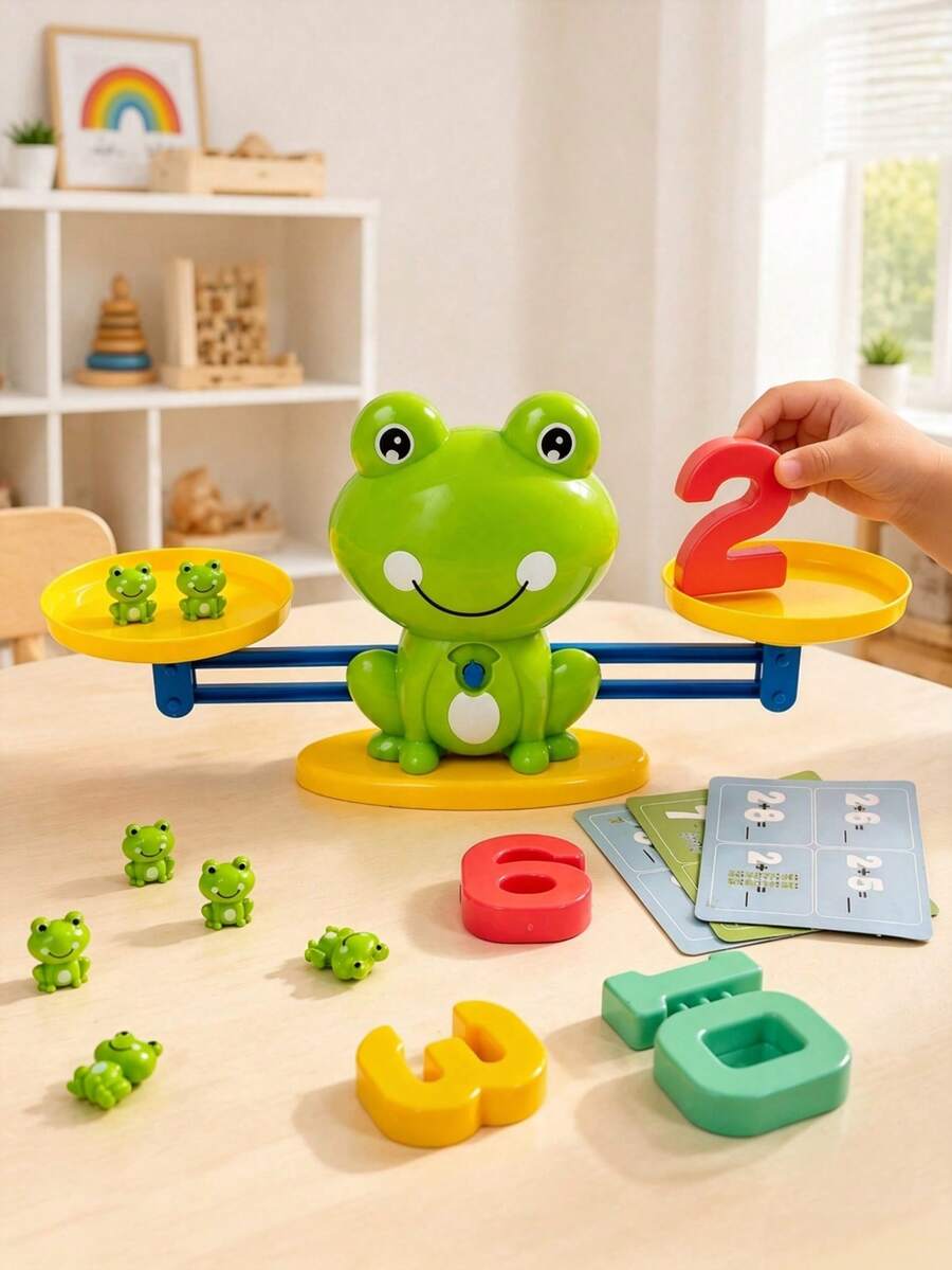 Frog Balance Game Math Learning Toy With Number Blocks And Color Recognition Cards, Educational Counting And Weight Comparison Activity For Preschool And Kindergarten Children, Kindergarten Math, Durable Plastic, Vibrant Colors (Birthday/Christmas Gift)