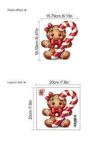 Fun Cartoon Stacked Penguin Christmas Tree Wall Decal, Funny Santa Claus, Snowman, Gingerbread Man Candy Cane DIY Peel And Stick Vinyl Stickers For Kids Room, Living Room Wall, Refrigerator, Cabinet Door, Light Switch, Holiday Atmosphere Decoration - Multicolor - View 12