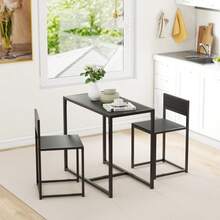 Dining Table And Chairs Set 2, Dining Room Sets, Rectangular Space Saving Table And 2 Chairs Compact Kitchens, Steel Frame, On-Site - Black + Engineered Wood - View 7