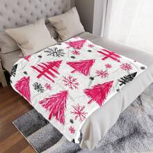 1PC Christmas Tree And Snowflake Print Blanket - Made Of Soft Plush Flannel, Perfect For Sofas, Beds, Or Recliners. It Is Ideal For Holiday Decorating, Home Decor And Gift Giving - Multicolor - View 5
